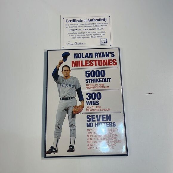 Nolan‎ Ryan Autographed signed Texas Rangers 1992 Angelo Marino framed poster - Picture 9 of 14